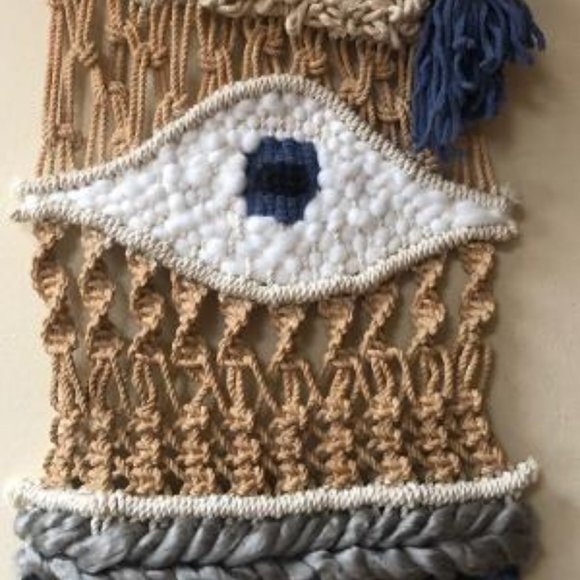 Evil Eye Wall Hanging Macrame Handmade - Picture 3 of 4